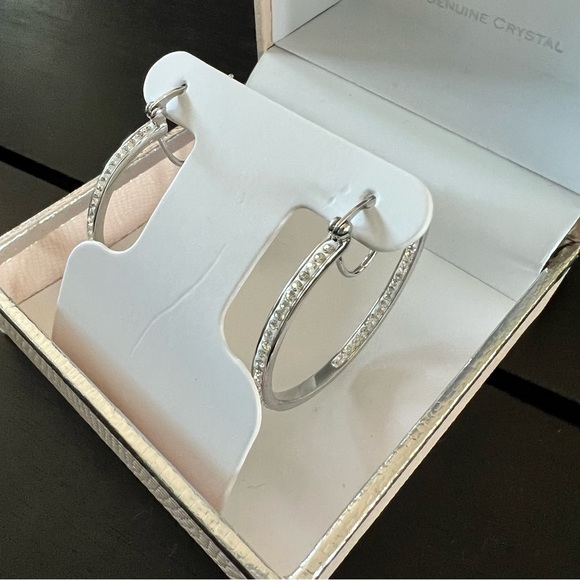 Chrystina Crystal Hoop Earrings Silver Plated - Picture 5 of 6